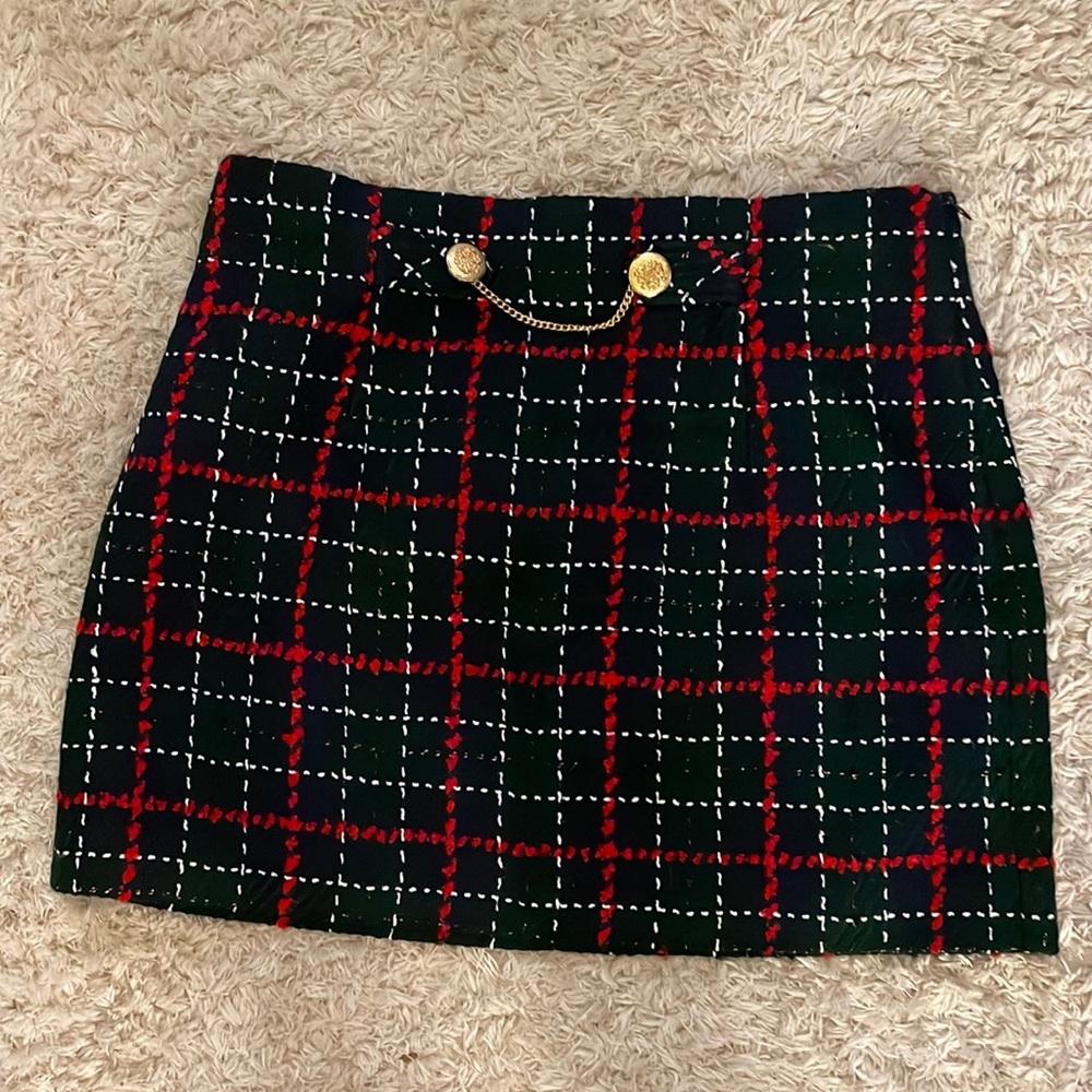 Zara Plaid Tweed skirt
